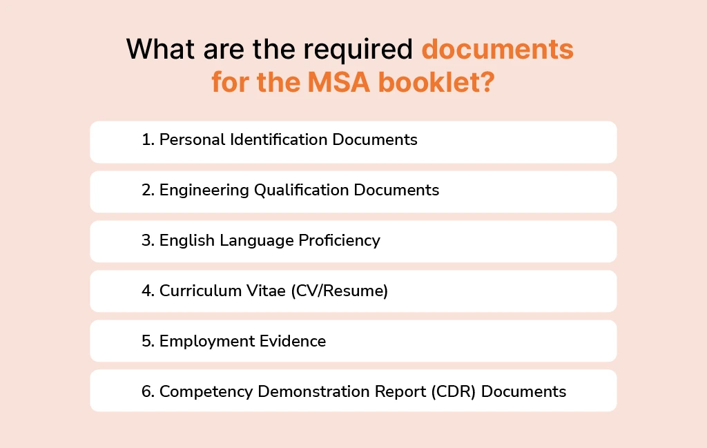 What are the required documents for the MSA booklet